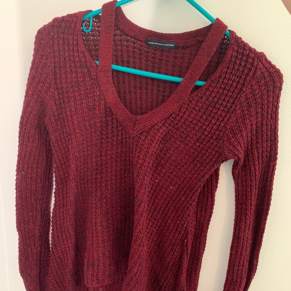 Red Waffle Sweater